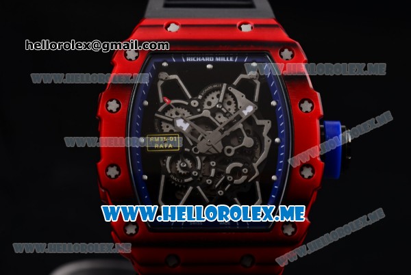 Richard Mille RM 35-01 RAFA Miyota 9015 Automatic PVD Case with Black Rubber Strap and Skeleton Dial Dot Markers - Click Image to Close